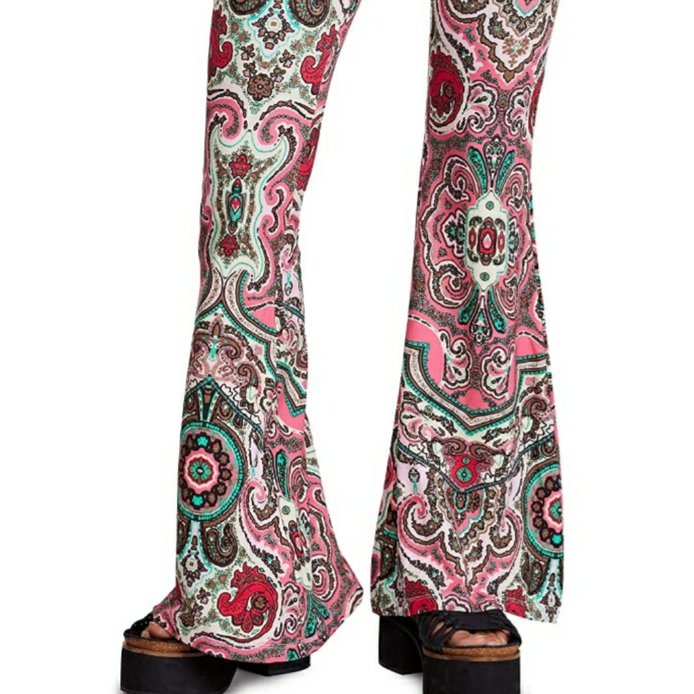 Free People Harper pink combo flare pants XS - Picture 3 of 8